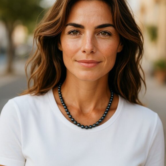 🖤Honora 18" Black Pearl Necklace – 14 K Gold Ball Clasp🖤 - Picture 3 of 5